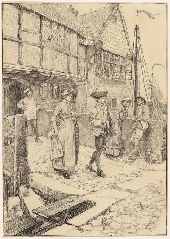 The Sunday Walk, illustration to "Sally in Our Alley" Wall Art by Edwin Austin Abbey - High-Resolution Digital Print