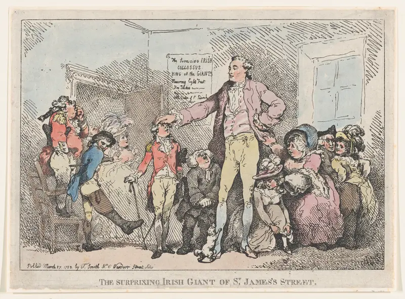 The Surprising Irish Giant of St. James's Street Wall Art by Thomas Rowlandson - High-Resolution Digital Print