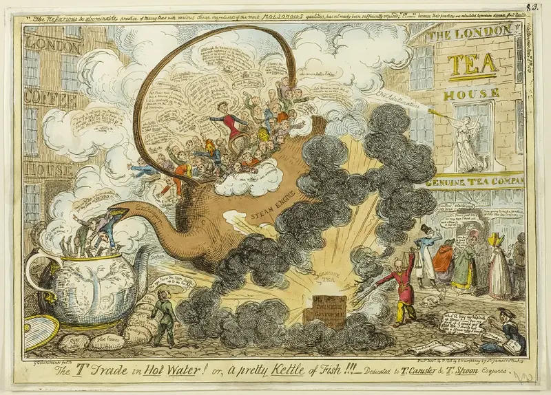 The T Trade in Hot Water Wall Art by George Cruikshank - High-Resolution Digital Print