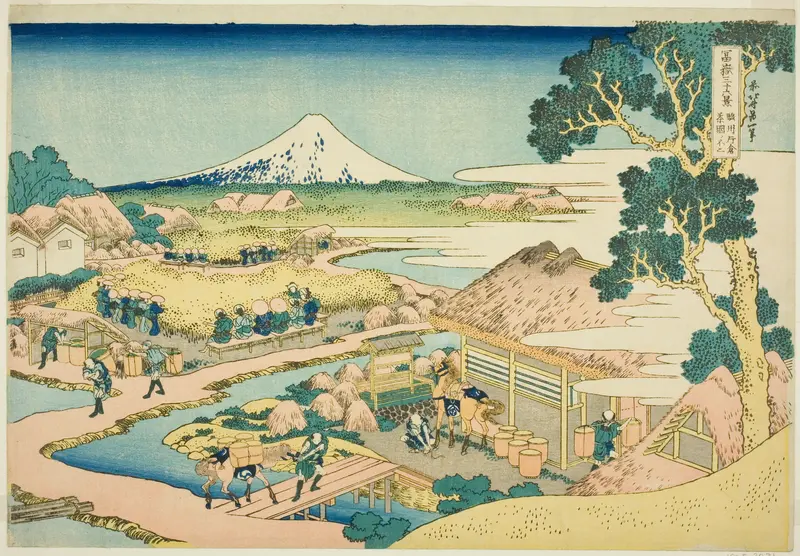 The Tea Plantation of Katakura in Suruga Province (Sunshu Katakura chaen no Fuji), from the series "Thirty-six Views of Mount Fuji (Fugaku sanjurokkei)"