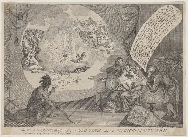 The Tea-Tax-Tempest, or Old Time with his Magick Lanthern Wall Art by Anonymous, British, 18th century - High-Resolution Digital Print