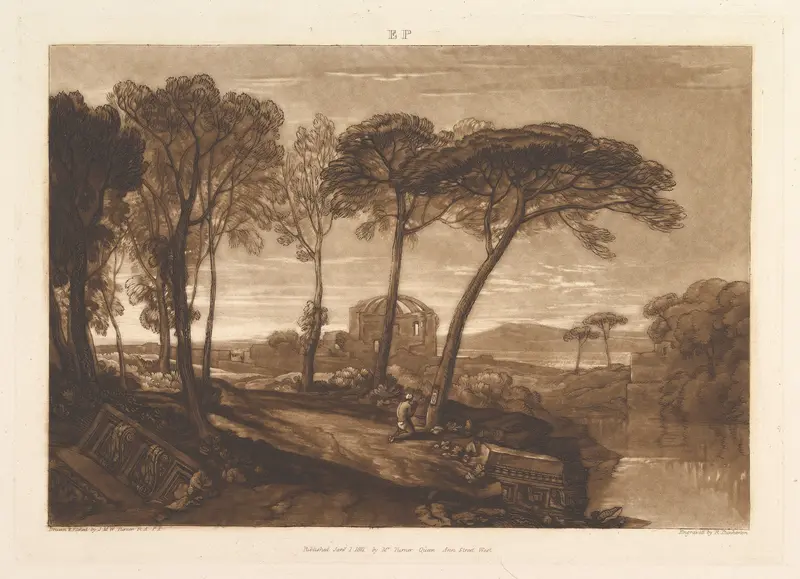 The Temple of Minerva Medica, part V, plate 23 from "Liber Studiorum" Wall Art by Joseph Mallord William Turner - High-Resolution Digital Print