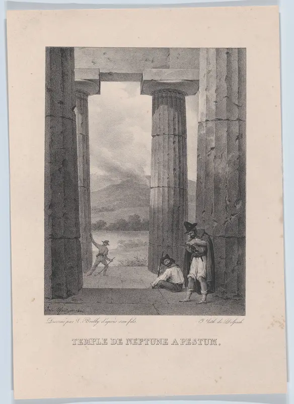 The Temple of Neptune in Pestum Wall Art by Louis Léopold Boilly - High-Resolution Digital Print