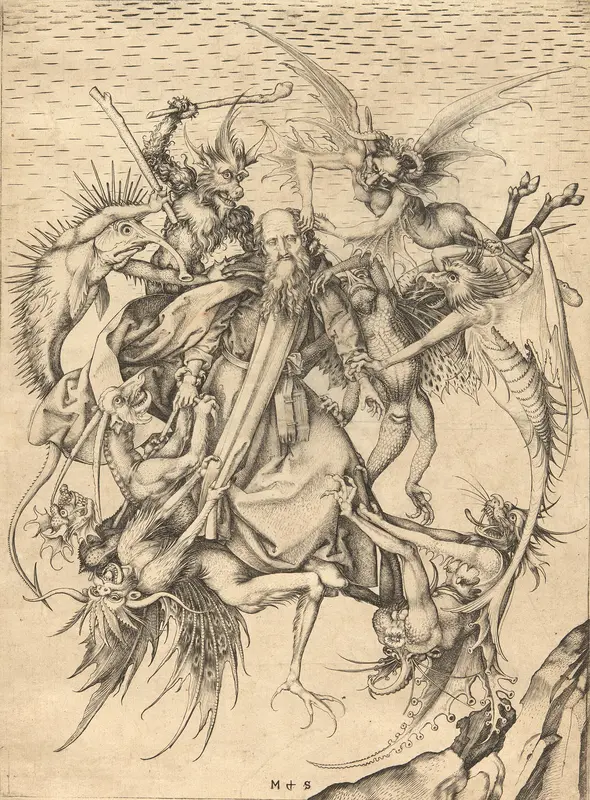 The Temptation of Saint Anthony Wall Art by Martin Schongauer - High-Resolution Digital Print