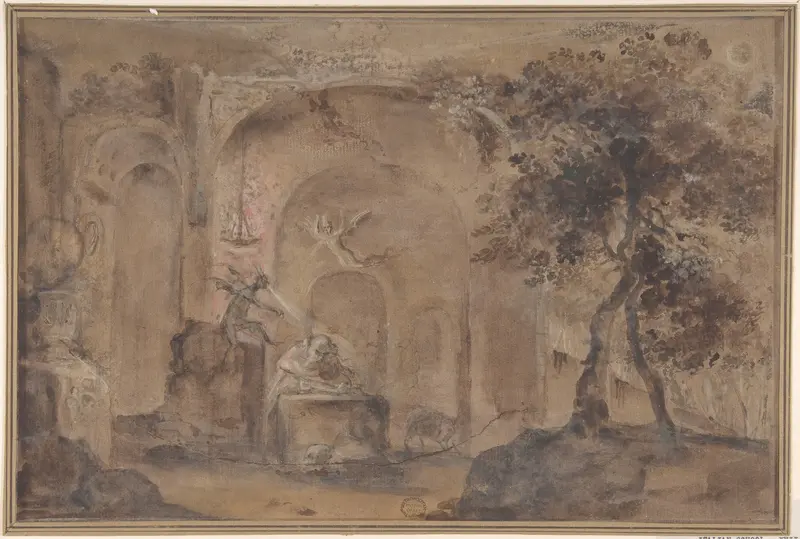The Temptation of Saint Anthony Wall Art by Anonymous, Italian, Roman-Bolognese, 17th century - High-Resolution Digital Print
