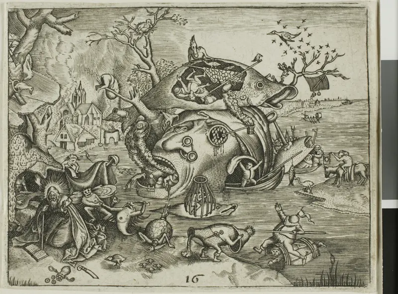The Temptation of Saint Anthony, plate 16 from the Emblemata Secularia Wall Art by Johann Theodor de Bry - High-Resolution Digital Print