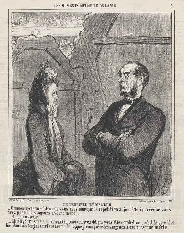 The terrible director, from 'The difficult moments in life,' published in Le Charivari, April 2, 1864 Wall Art by Honoré Daumier - High-Resolution Digital Print