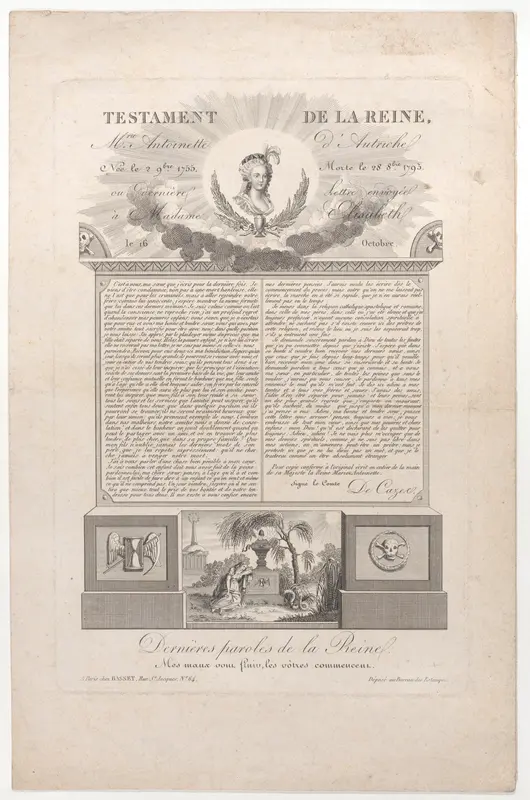 The testament and last words of Marie Antoinette Wall Art by Anonymous - High-Resolution Digital Print