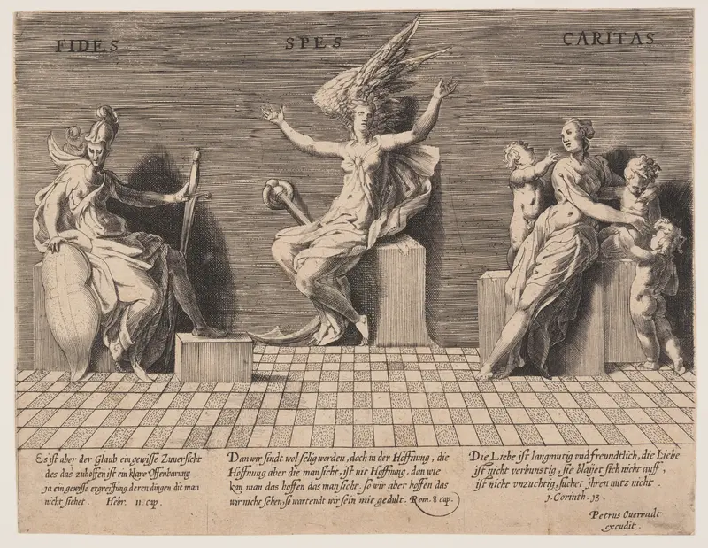 The Theological Virtues: Faith, Hope, and Charity Wall Art by Adriaen de Weerdt - High-Resolution Digital Print