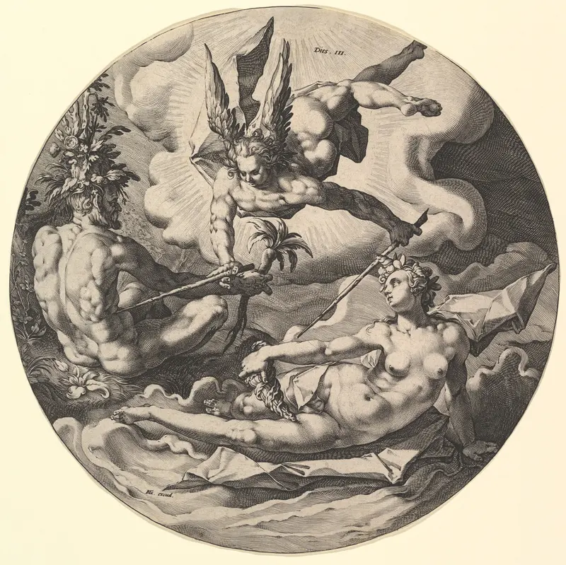 The Third Day ( Dies III): The Separation of Land and Sea, from "The Creation of the World" Wall Art by Jan Muller - High-Resolution Digital Print