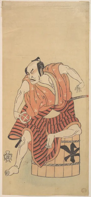 The Third Otani Hiroemon as an Otokodate Seated Upon an Inverted Tub