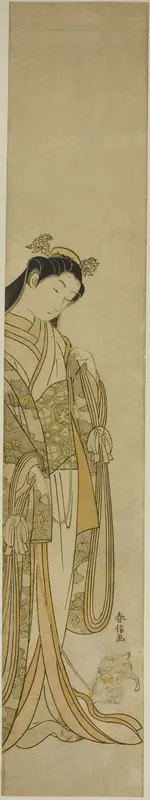 The Third Princess and Her Pet Kitten Wall Art by Suzuki Harunobu - High-Resolution Digital Print