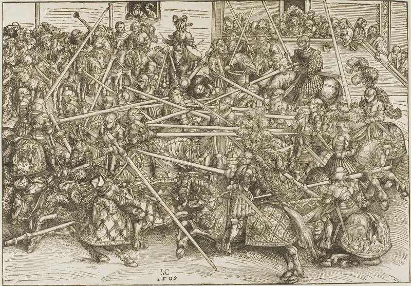 The Third Tournament, with Knights Breaking Lances Wall Art by Lucas Cranach the Elder - High-Resolution Digital Print