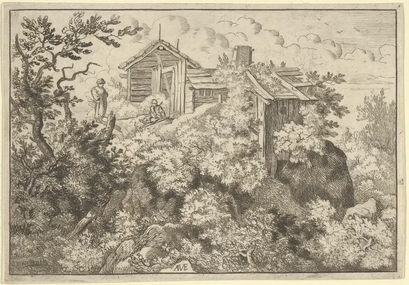 The Three Cottages on the Hill Wall Art by Allart van Everdingen - High-Resolution Digital Print