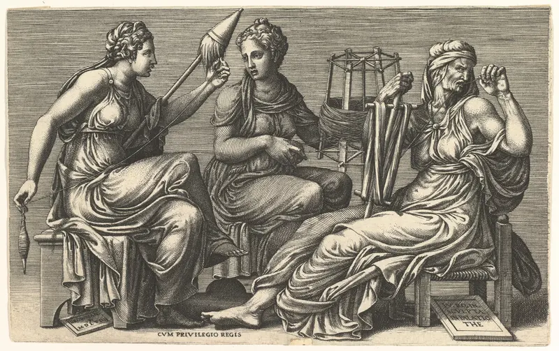 The Three Fates Clotho, Lachesis, and Atropos Wall Art by Giorgio Ghisi - High-Resolution Digital Print