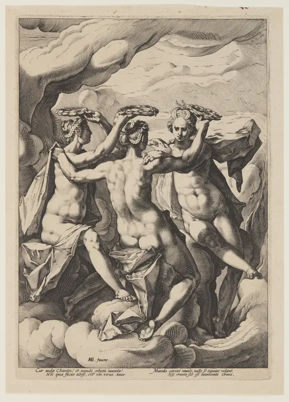 The Three Graces Wall Art by Jacob Matham - High-Resolution Digital Print