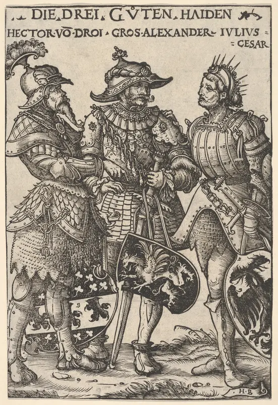 The Three Heathen Heroes (Die Drei Guten Haiden), from "Heroes and Heroines" Wall Art by Hans Burgkmair - High-Resolution Digital Print
