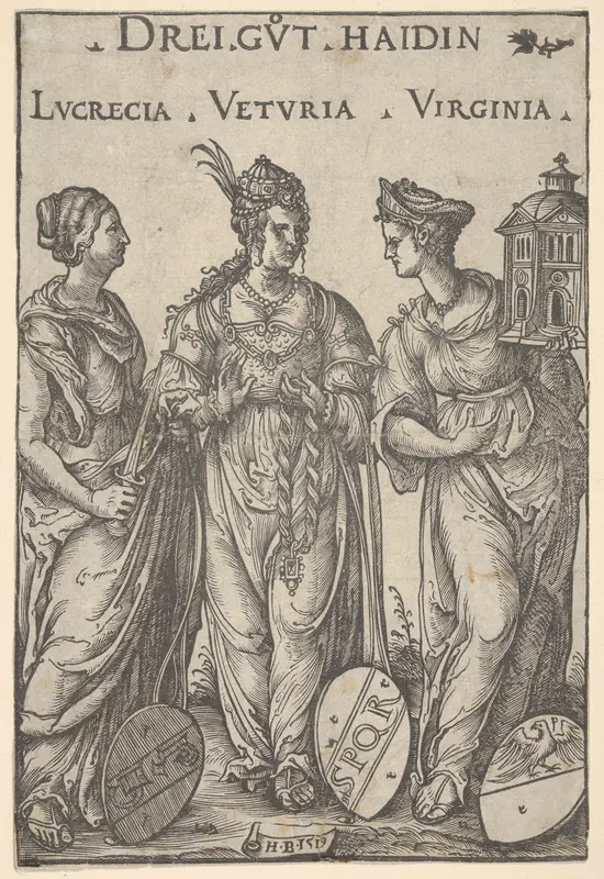 The Three Heathen Heroines (Drei Gut Haidin), from "Heroes and Heroines" Wall Art by Hans Burgkmair - High-Resolution Digital Print