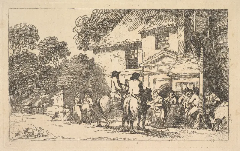 The Three Horseshoes, a Roadside Inn Wall Art by Thomas Rowlandson - High-Resolution Digital Print