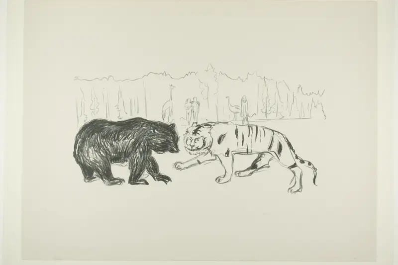 The Tiger and the Bear Wall Art by Edvard Munch - High-Resolution Digital Print