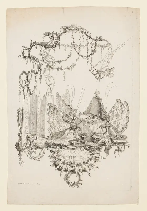 The Toilet (La Toilette), from Essai de Papilloneries Humaines par Saint Aubin Wall Art by Charles Germain de Saint-Aubin - High-Resolution Digital Print