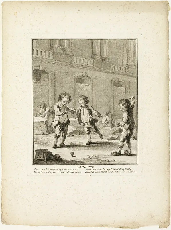 The Top, from The Games of the Urchins of Paris Wall Art by Jean Baptiste Tilliard, I - High-Resolution Digital Print
