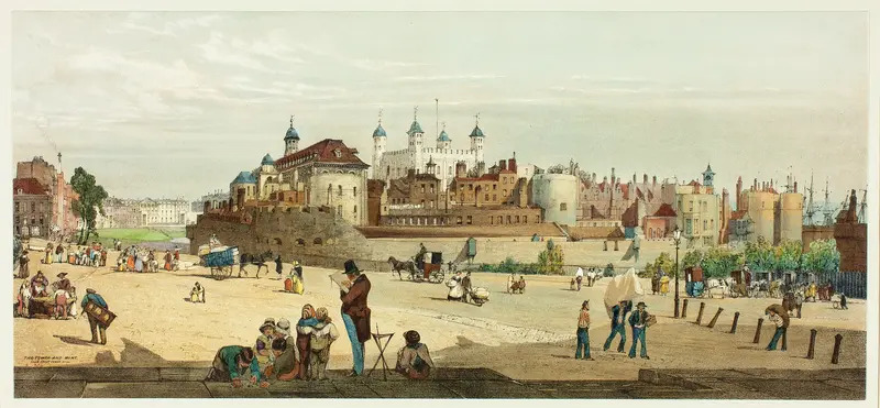 The Tower and Mint from Great Tower Hill, plate two from Original Views of London as It Is Wall Art by Thomas Shotter Boys - High-Resolution Digital Print