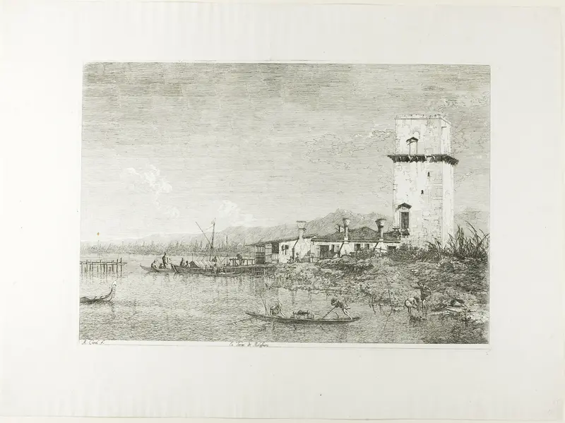 The Tower of Malghera, from Vedute Wall Art by Canaletto - High-Resolution Digital Print