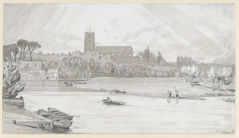 The Town of Beccles from the Bridge, Suffolk Wall Art by John Sell Cotman - High-Resolution Digital Print