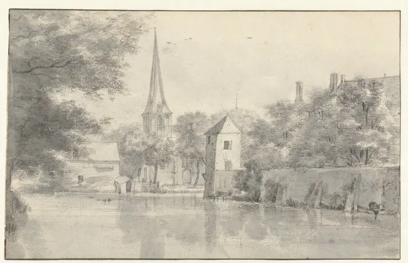The town of Geervliet and part of Hof van Putten Castle Wall Art by Roelant Roghman - High-Resolution Digital Print