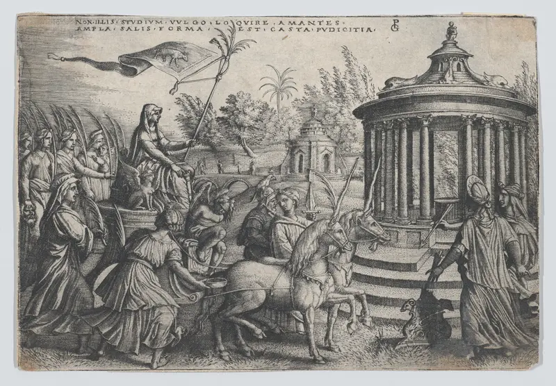 The Triumph of Chastity on Love, from "The Triumphs of Petrarch"