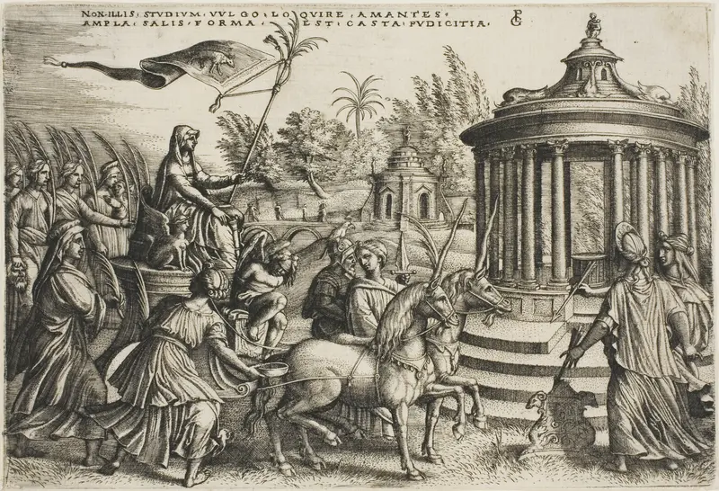 The Triumph of Chastity, plate two from The Triumphs of Petrarch Wall Art by Georg Pencz - High-Resolution Digital Print