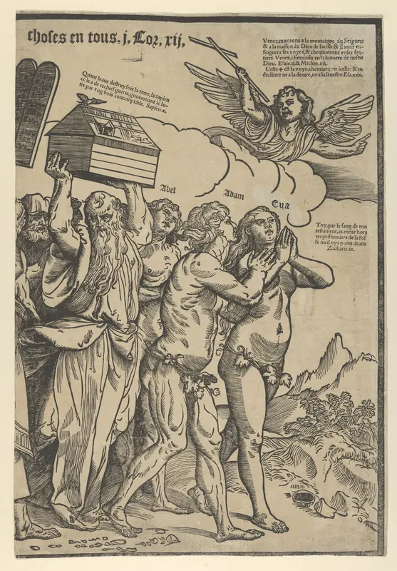 The Triumph of Christ: the last sheet on the right showing Adam and Eve who lead the procession Wall Art by Anonymous - High-Resolution Digital Print