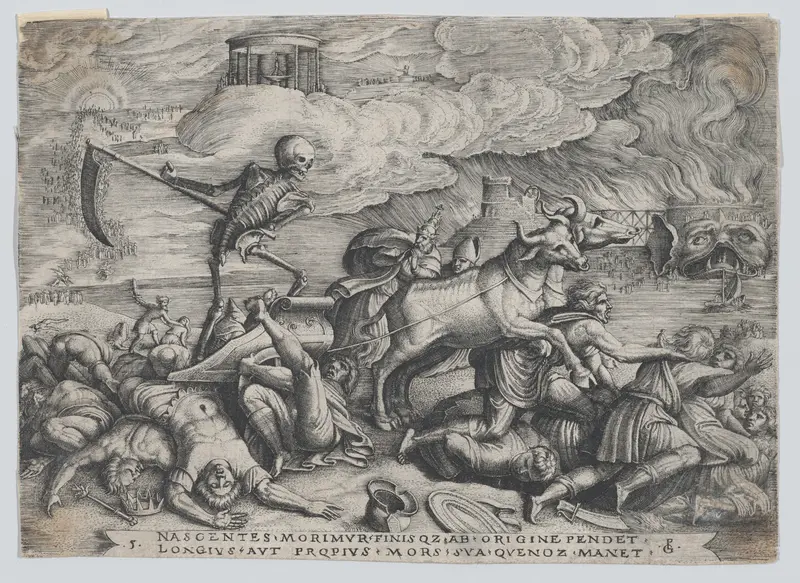 The Triumph of Death on Time, from "The Triumphs of Petrarch"