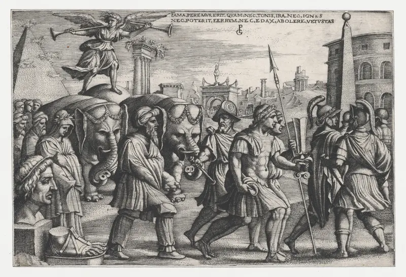 The Triumph of Fame on Chastity, from The Triumphs of Petrarch Wall Art by Georg Pencz - High-Resolution Digital Print