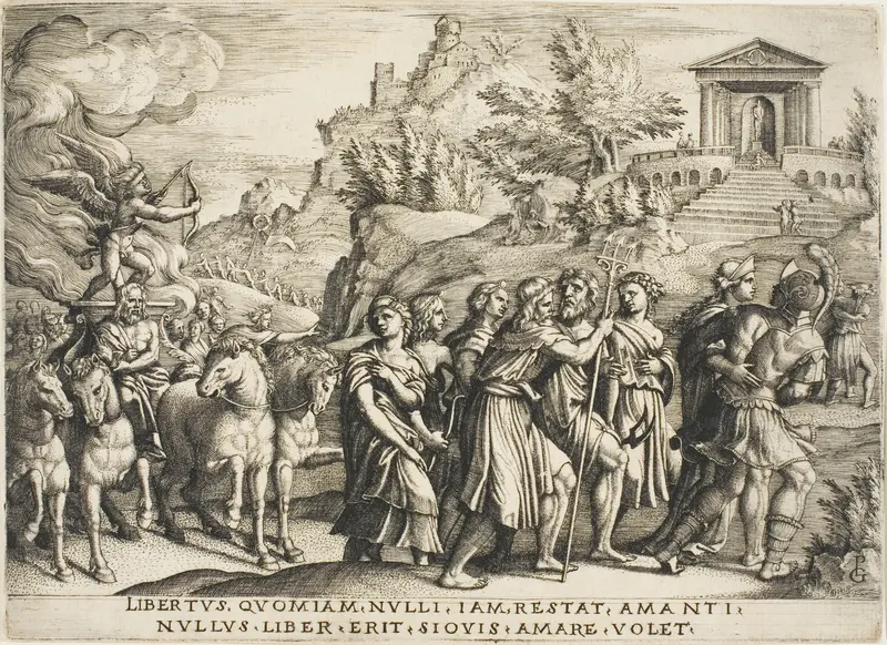 The Triumph of Love, plate one from The Triumphs of Petrarch Wall Art by Georg Pencz - High-Resolution Digital Print