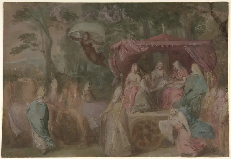 The Triumph of the Church: Ecclesia Presented with the Doctrines, Seated in a Chariot Attended by the Four Doctors of the Church Wall Art by Otto van Veen - High-Resolution Digital Print