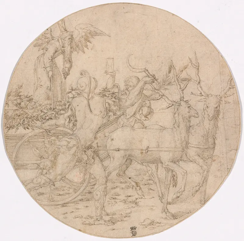 The Triumph of Time (recto); Sketch of a Stag (verso) Wall Art by Style of Dirk Vellert - High-Resolution Digital Print