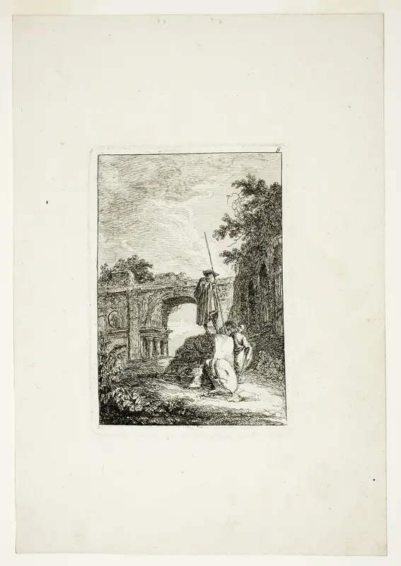 The Triumphal Arch, plate eight from Les Soirées de Rome Wall Art by Hubert Robert - High-Resolution Digital Print