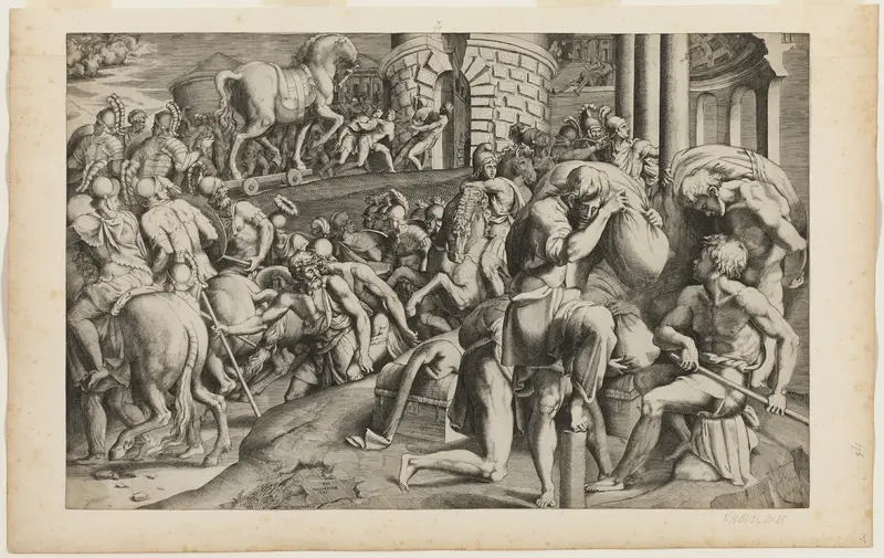 The Trojan Horse Being Dragged into the City of Troy