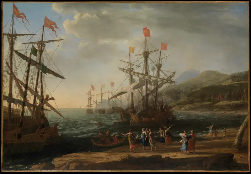 The Trojan Women Setting Fire to Their Fleet Wall Art by Claude Lorrain (Claude Gellée) - High-Resolution Digital Print
