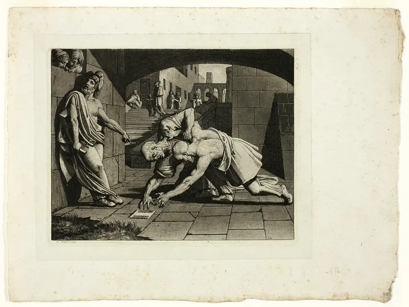 The Two Bald Men Fighting Over a Comb Wall Art by Carl Russ - High-Resolution Digital Print