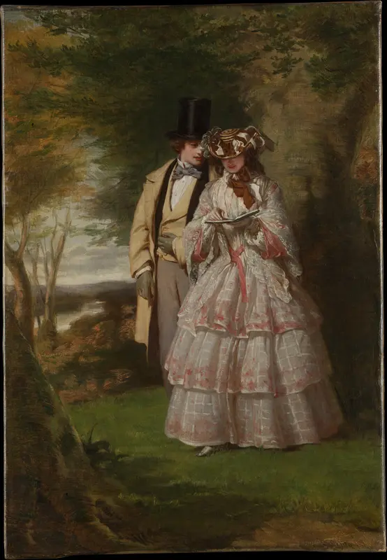 The Two Central Figures in "Derby Day" Wall Art by William Powell Frith - High-Resolution Digital Print