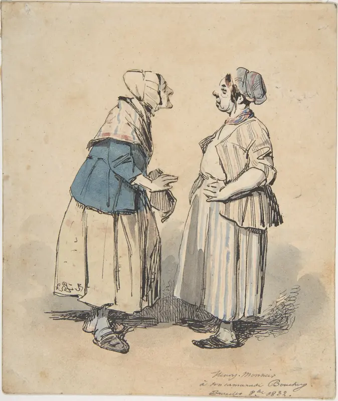 The Two Gossips (Les Deux Commères) Wall Art by Henry-Bonaventure Monnier - High-Resolution Digital Print