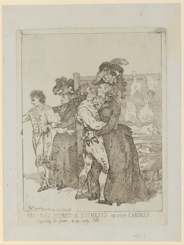 The Two Patriotic Duchesses on Their Canvass by Thomas Rowlandson - High-Resolution Digital Print