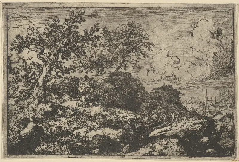 The Two Peasants Seated on the Hill Wall Art by Allart van Everdingen - High-Resolution Digital Print