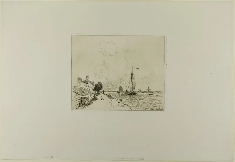 The Two Sailboats, from Cahier de six eaux-fortes, vues de Hollande Wall Art by Johan Barthold Jongkind - High-Resolution Digital Print