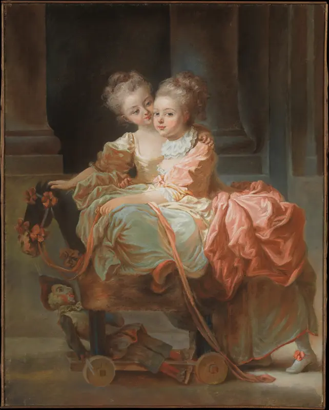The Two Sisters Wall Art by Jean Claude Richard, Abbé de Saint-Non - High-Resolution Digital Print