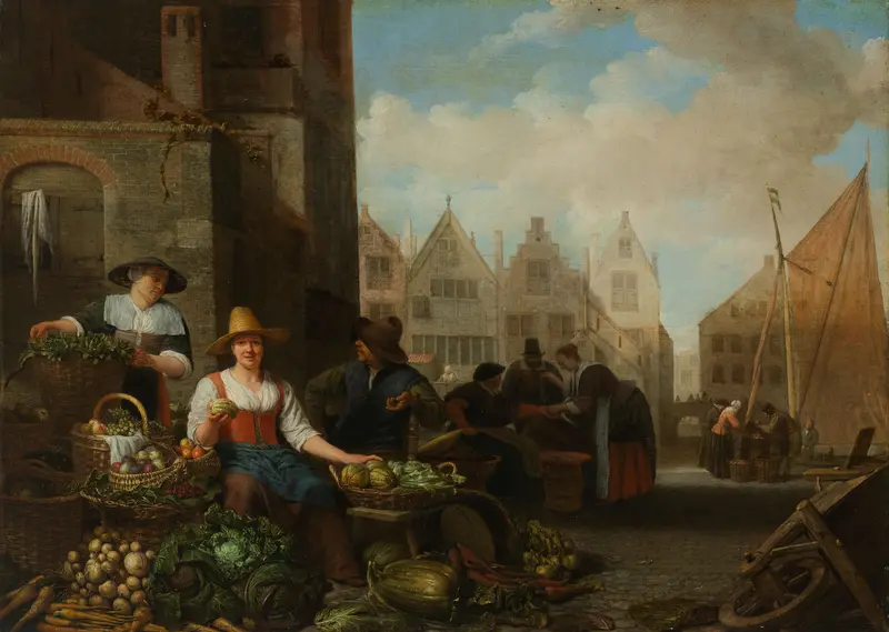 The Vegetable Market Wall Art by Hendrick Martensz Sorgh - High-Resolution Digital Print