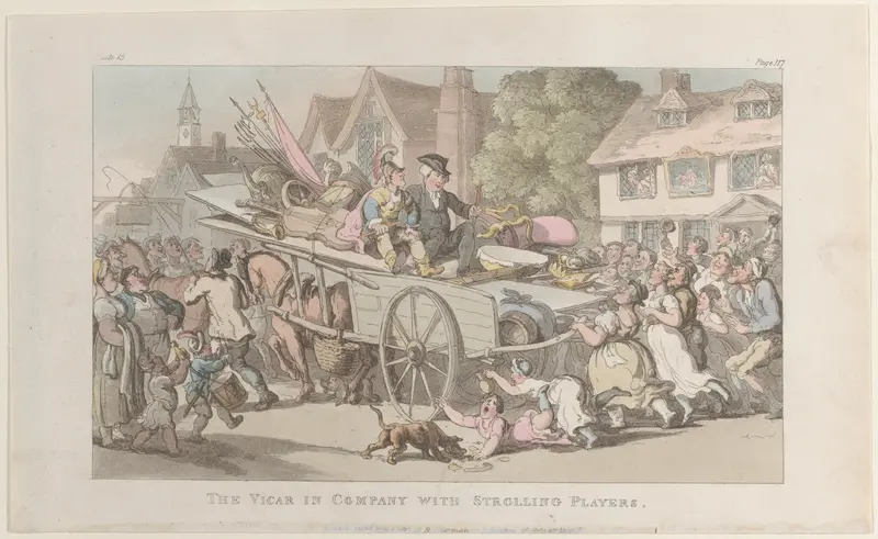 The Vicar in company with Strolling Players Wall Art by Thomas Rowlandson - High-Resolution Digital Print